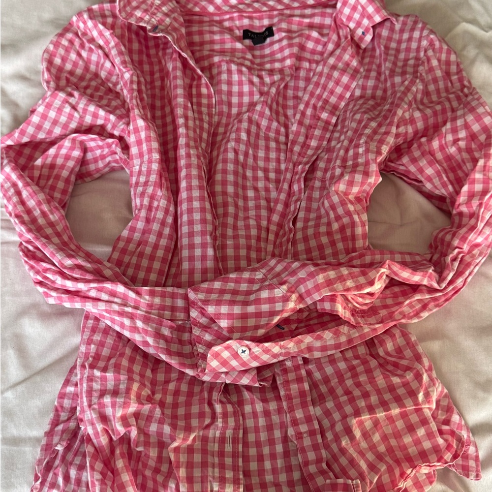 Talbots Pink and White Gingham Shirt